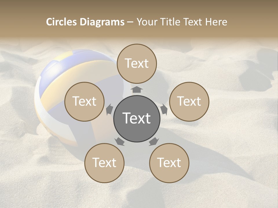 A Volley Ball On A Sandy Beach Powerpoint Template PowerPoint Template