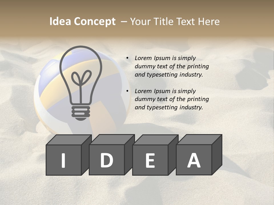 A Volley Ball On A Sandy Beach Powerpoint Template PowerPoint Template