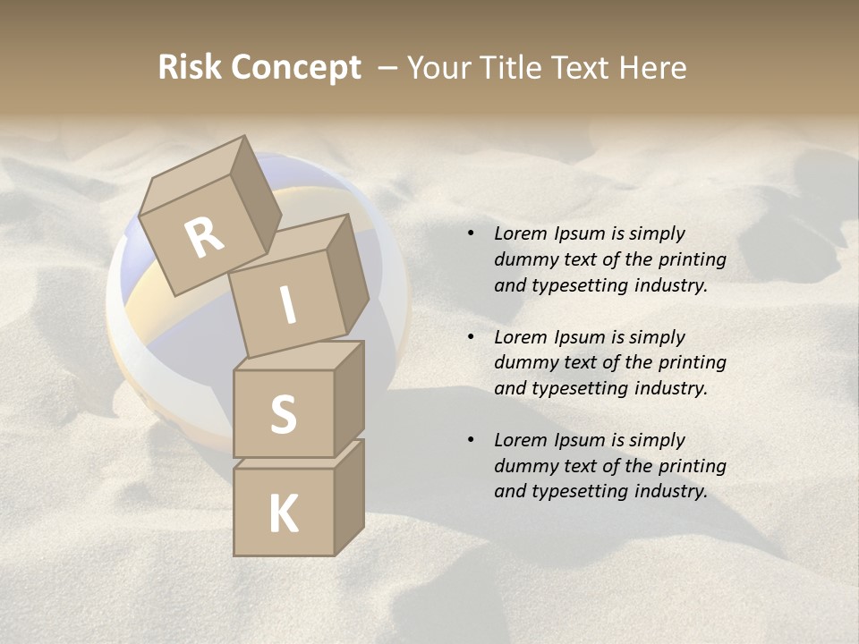 A Volley Ball On A Sandy Beach Powerpoint Template PowerPoint Template
