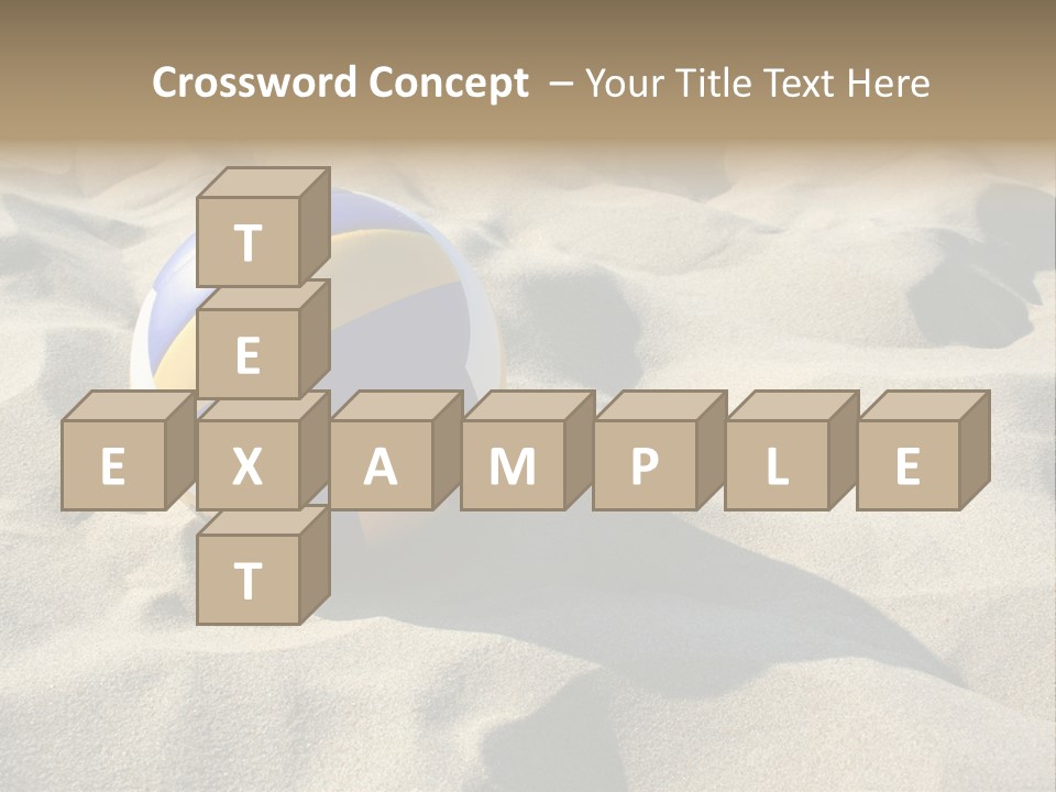 A Volley Ball On A Sandy Beach Powerpoint Template PowerPoint Template