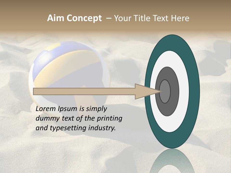 A Volley Ball On A Sandy Beach Powerpoint Template PowerPoint Template
