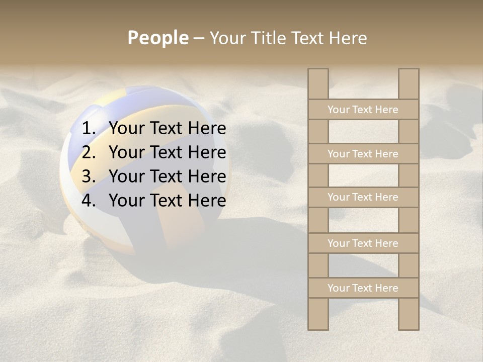 A Volley Ball On A Sandy Beach Powerpoint Template PowerPoint Template