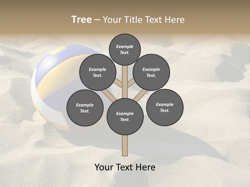 A Volley Ball On A Sandy Beach Powerpoint Template PowerPoint Template