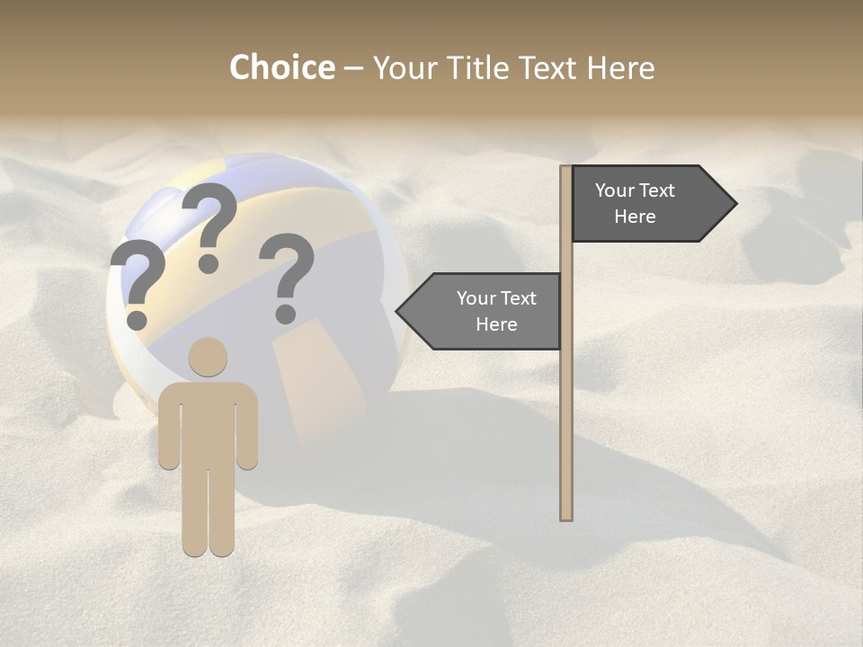 A Volley Ball On A Sandy Beach Powerpoint Template PowerPoint Template