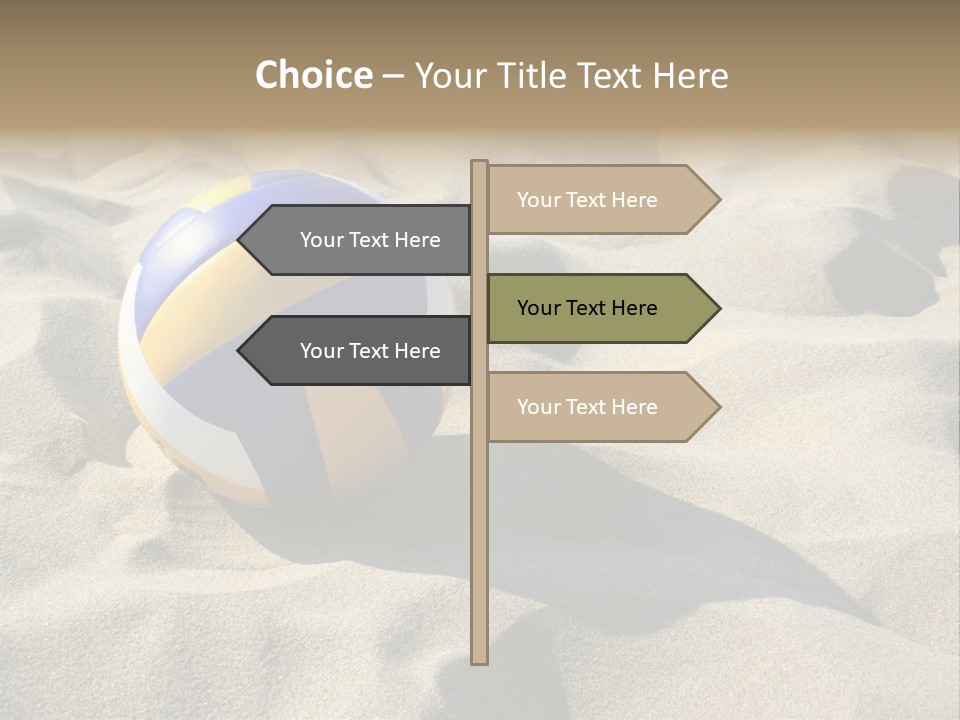 A Volley Ball On A Sandy Beach Powerpoint Template PowerPoint Template
