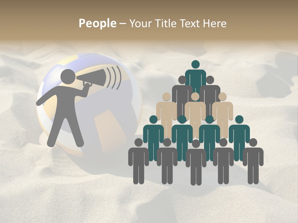 A Volley Ball On A Sandy Beach Powerpoint Template PowerPoint Template