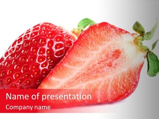 Isolated Fruits - Strawberries On White Background PowerPoint Template