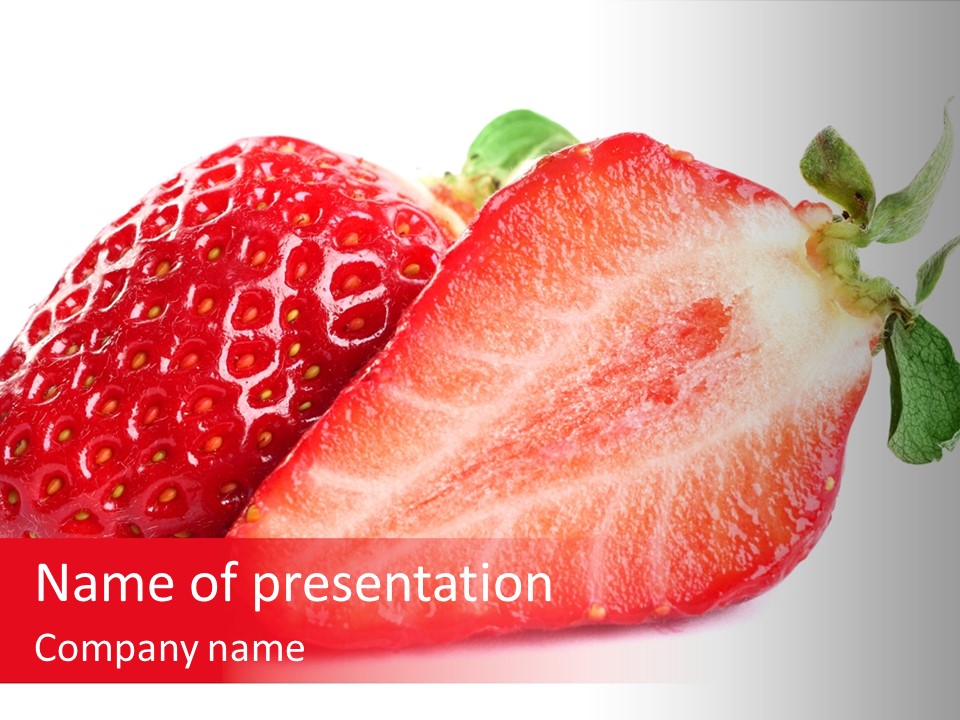 Isolated Fruits - Strawberries On White Background PowerPoint Template