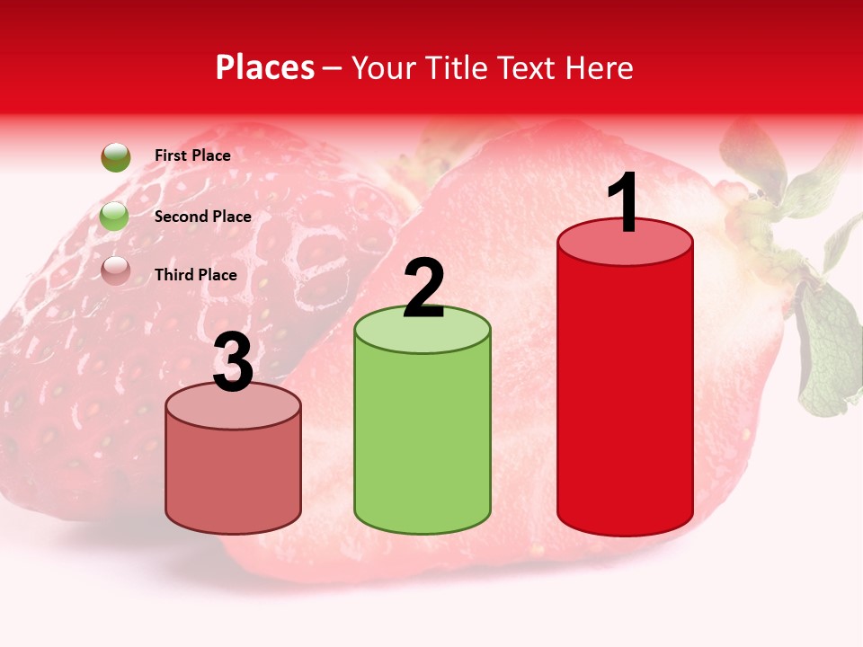 Isolated Fruits - Strawberries On White Background PowerPoint Template