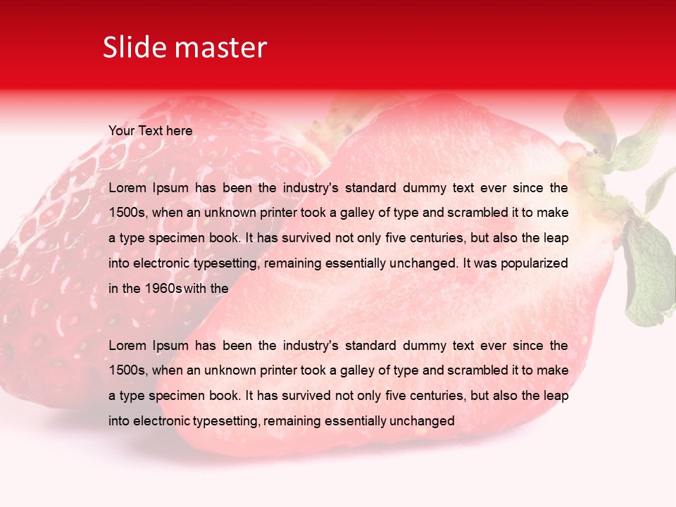 Isolated Fruits - Strawberries On White Background PowerPoint Template