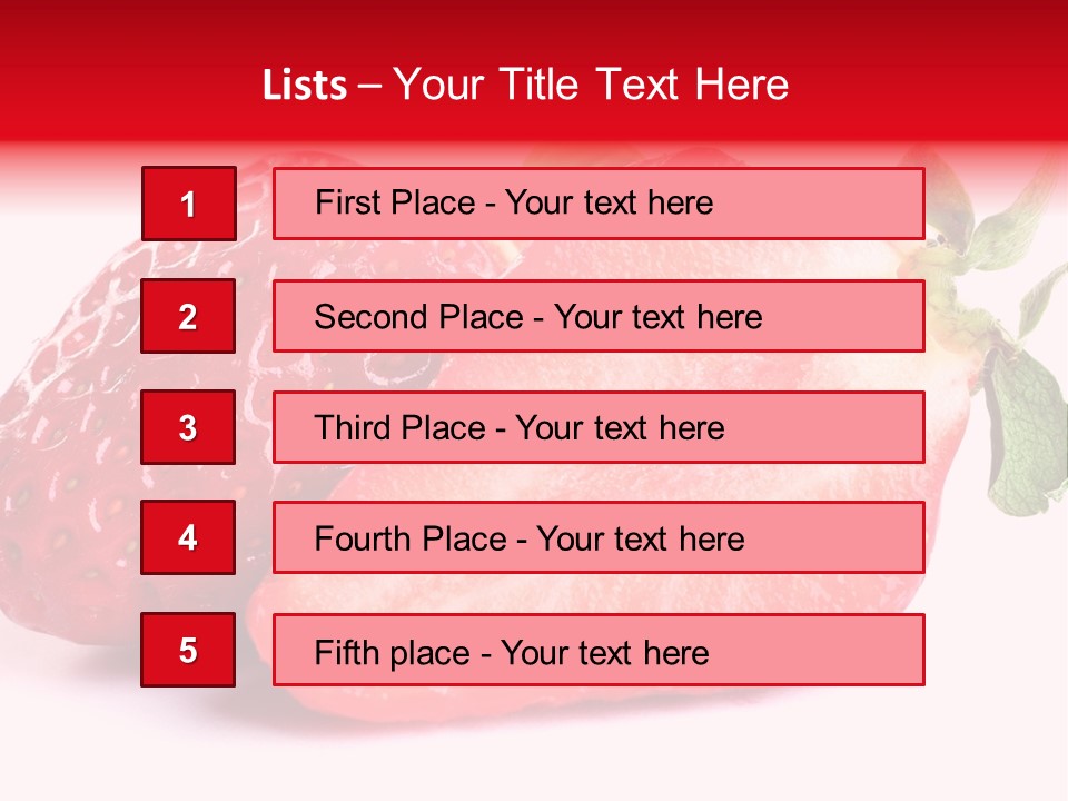 Isolated Fruits - Strawberries On White Background PowerPoint Template