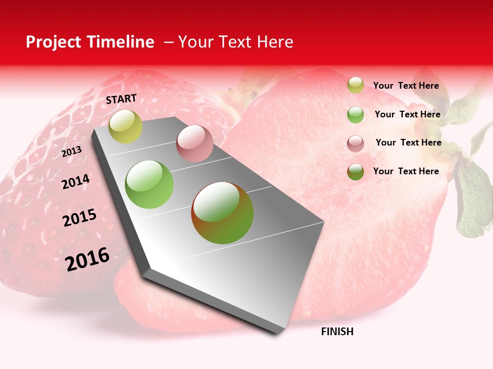 Isolated Fruits - Strawberries On White Background PowerPoint Template