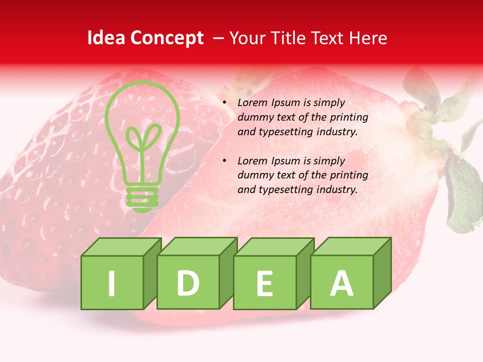Isolated Fruits - Strawberries On White Background PowerPoint Template