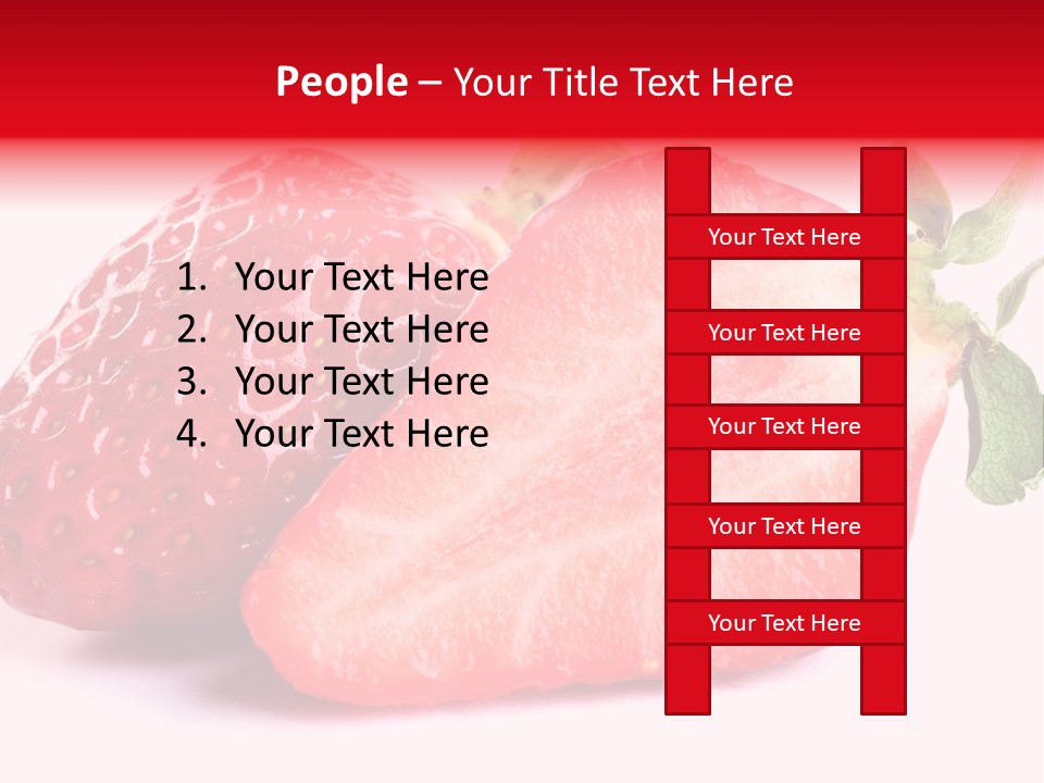 Isolated Fruits - Strawberries On White Background PowerPoint Template