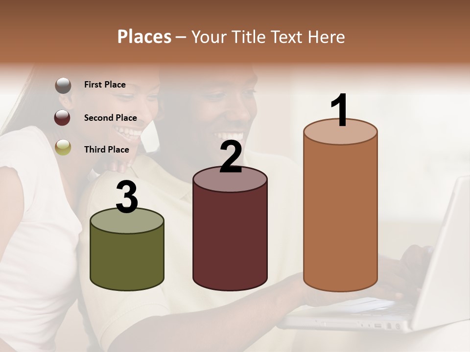 Couple In Living Room Using Laptop And Smiling PowerPoint Template