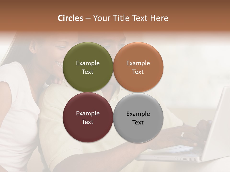 Couple In Living Room Using Laptop And Smiling PowerPoint Template