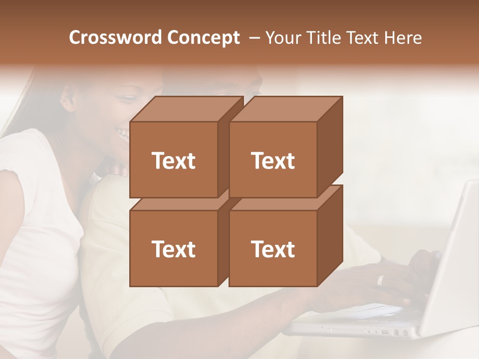 Couple In Living Room Using Laptop And Smiling PowerPoint Template