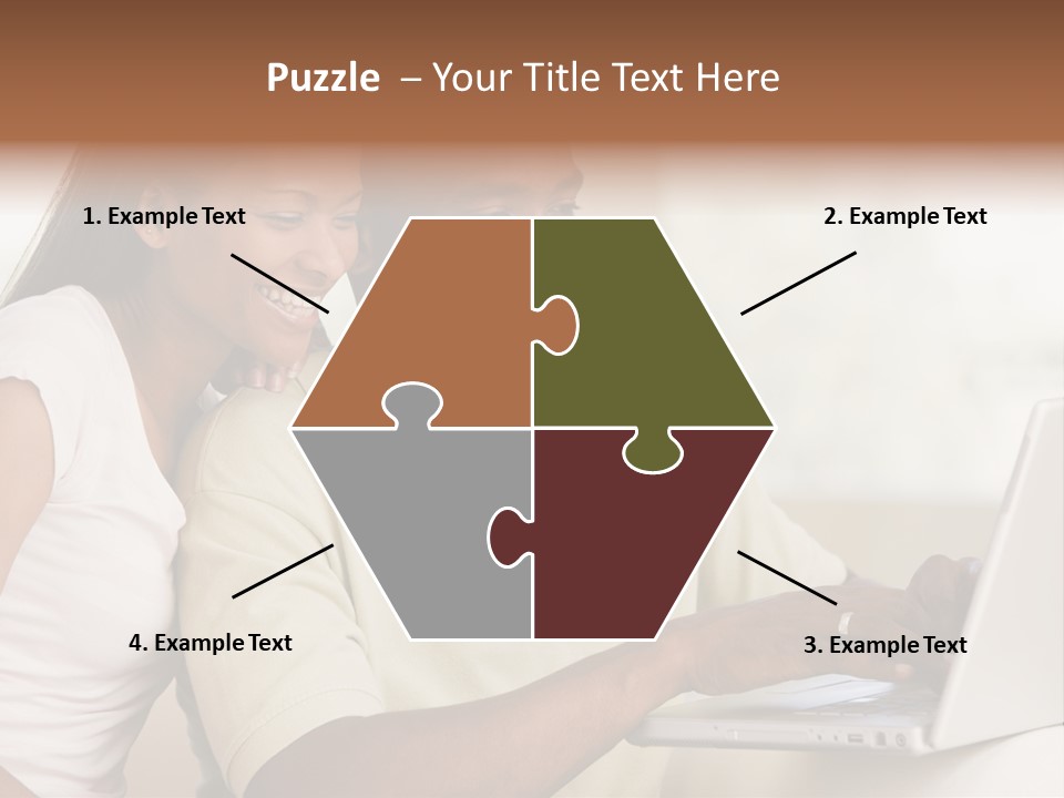 Couple In Living Room Using Laptop And Smiling PowerPoint Template