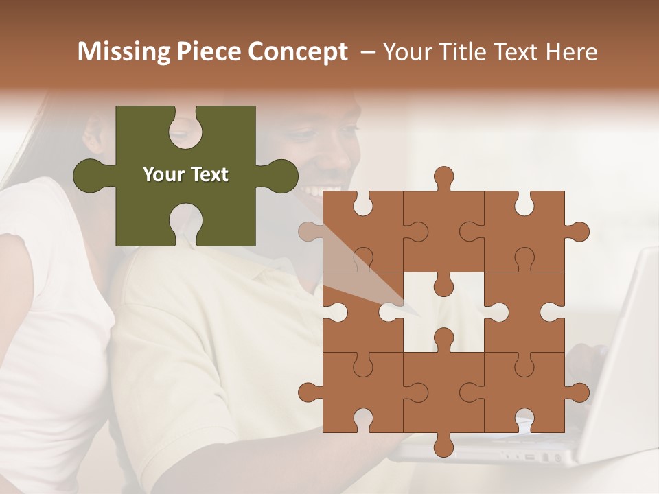 Couple In Living Room Using Laptop And Smiling PowerPoint Template