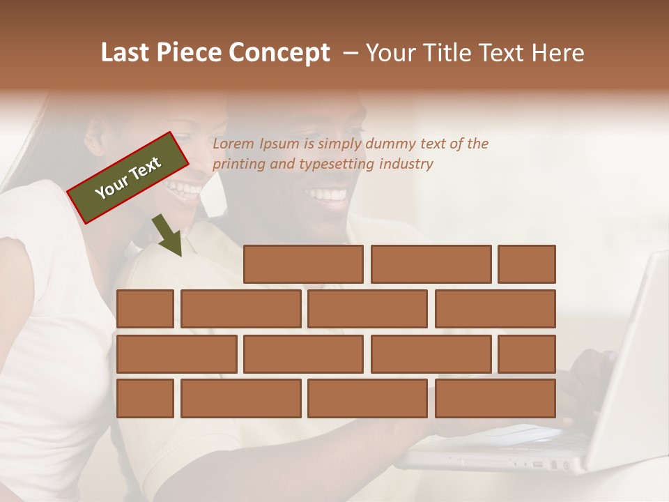 Couple In Living Room Using Laptop And Smiling PowerPoint Template