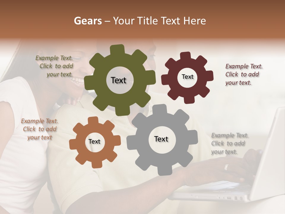 Couple In Living Room Using Laptop And Smiling PowerPoint Template