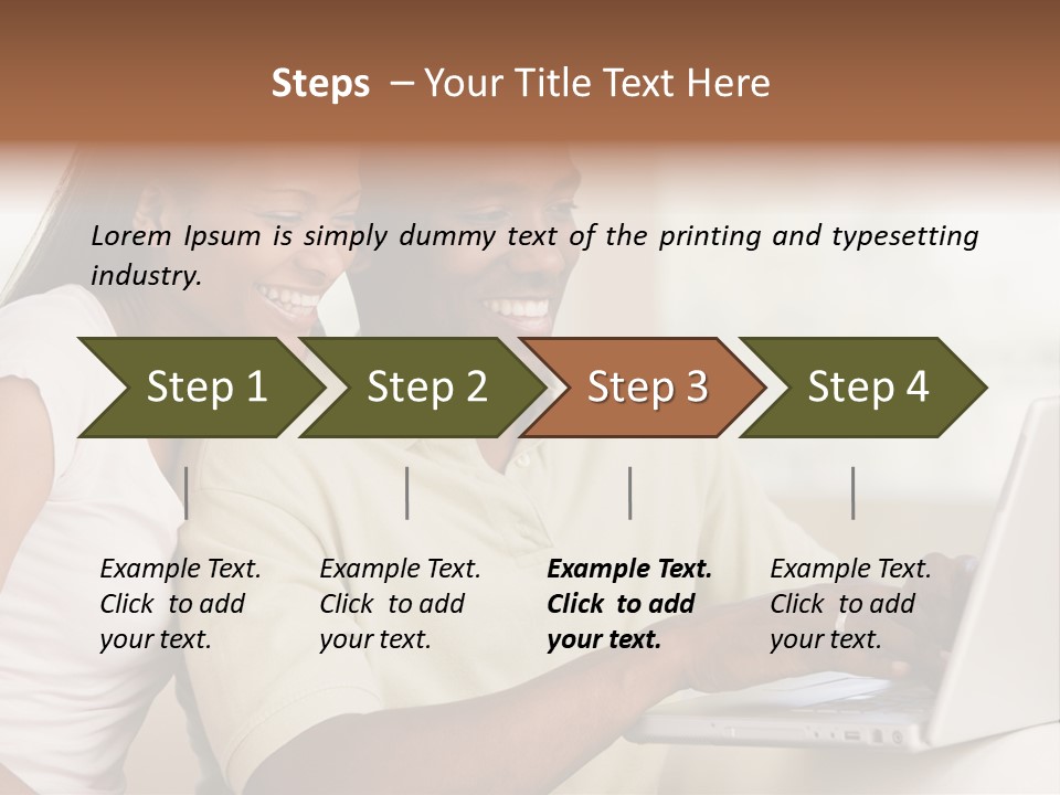 Couple In Living Room Using Laptop And Smiling PowerPoint Template