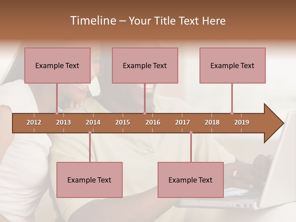 Couple In Living Room Using Laptop And Smiling PowerPoint Template