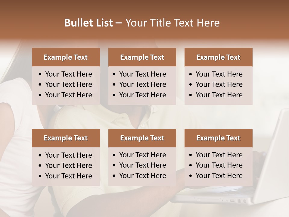 Couple In Living Room Using Laptop And Smiling PowerPoint Template