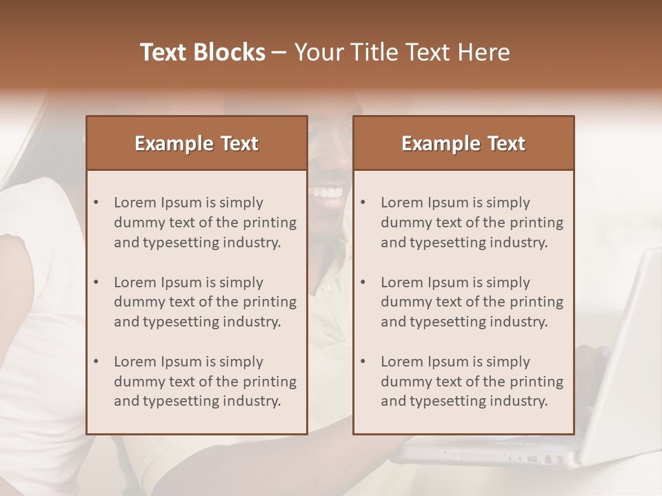 Couple In Living Room Using Laptop And Smiling PowerPoint Template