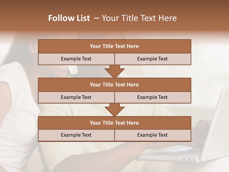 Couple In Living Room Using Laptop And Smiling PowerPoint Template