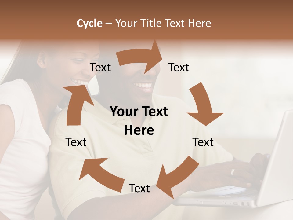 Couple In Living Room Using Laptop And Smiling PowerPoint Template