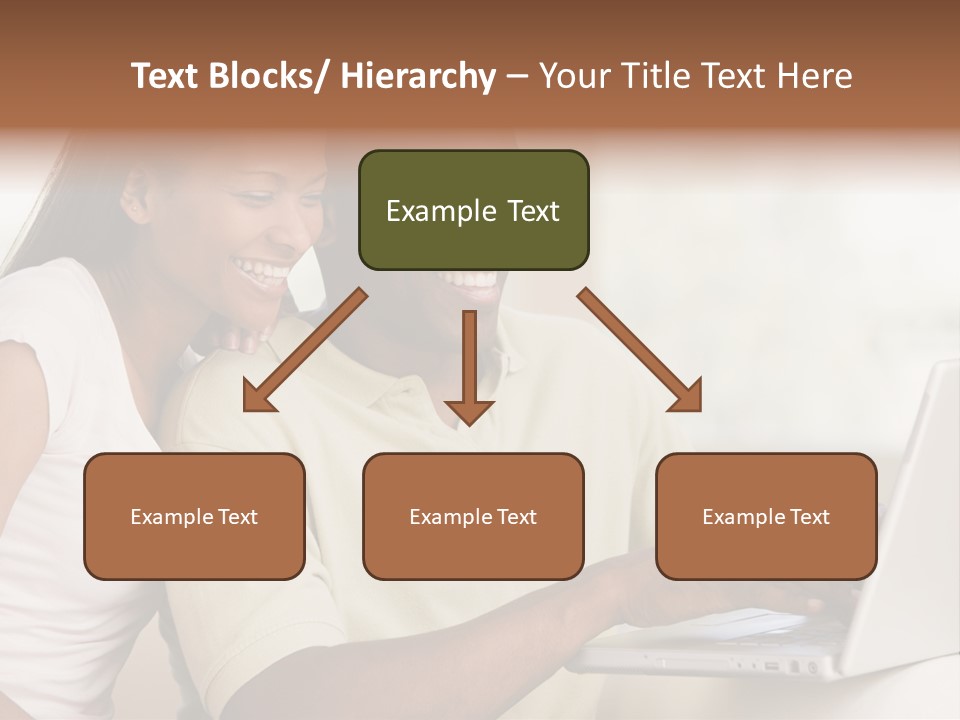 Couple In Living Room Using Laptop And Smiling PowerPoint Template