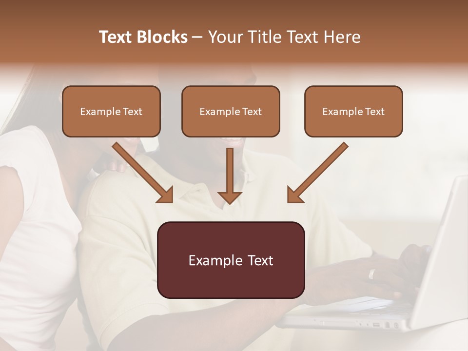 Couple In Living Room Using Laptop And Smiling PowerPoint Template