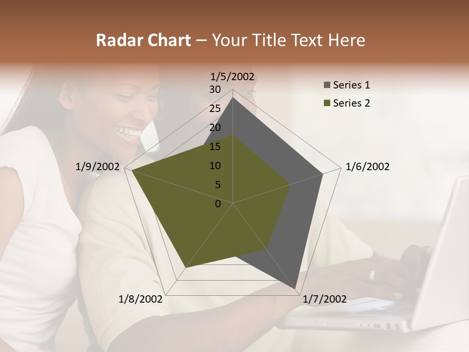 Couple In Living Room Using Laptop And Smiling PowerPoint Template