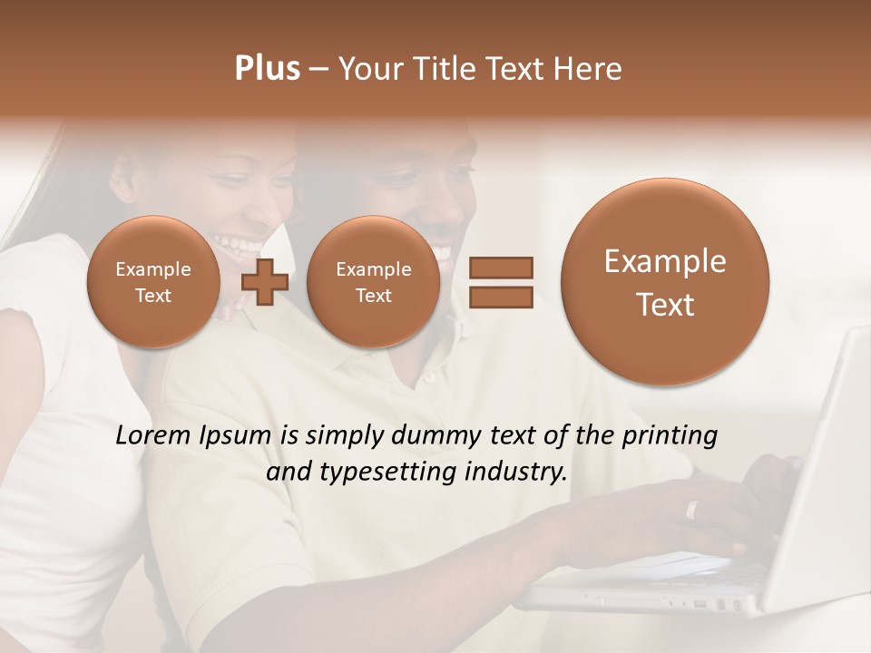 Couple In Living Room Using Laptop And Smiling PowerPoint Template