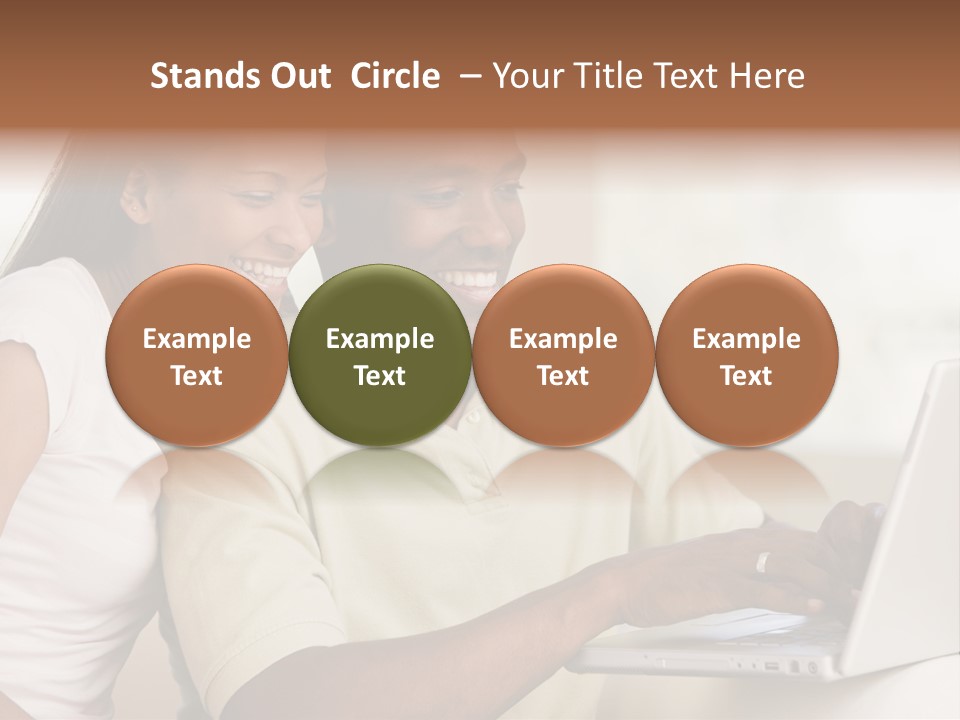 Couple In Living Room Using Laptop And Smiling PowerPoint Template