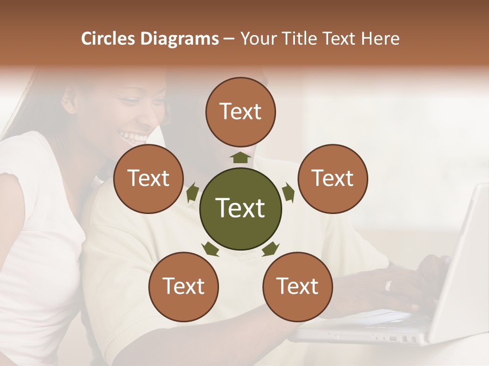 Couple In Living Room Using Laptop And Smiling PowerPoint Template