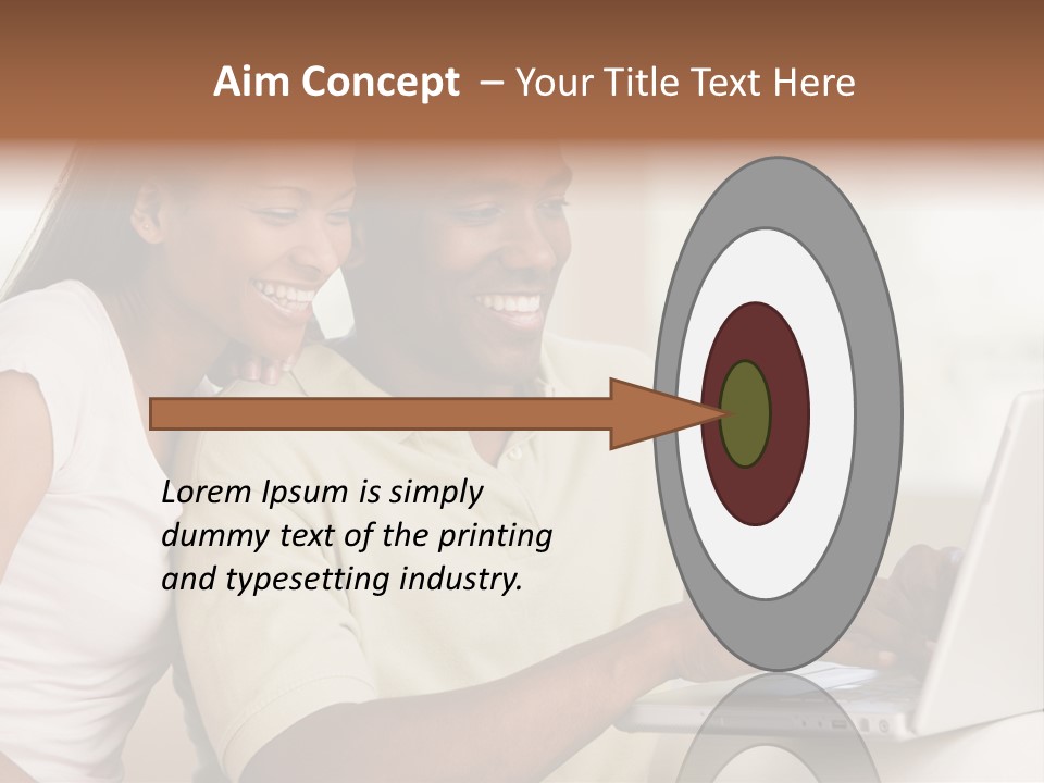 Couple In Living Room Using Laptop And Smiling PowerPoint Template