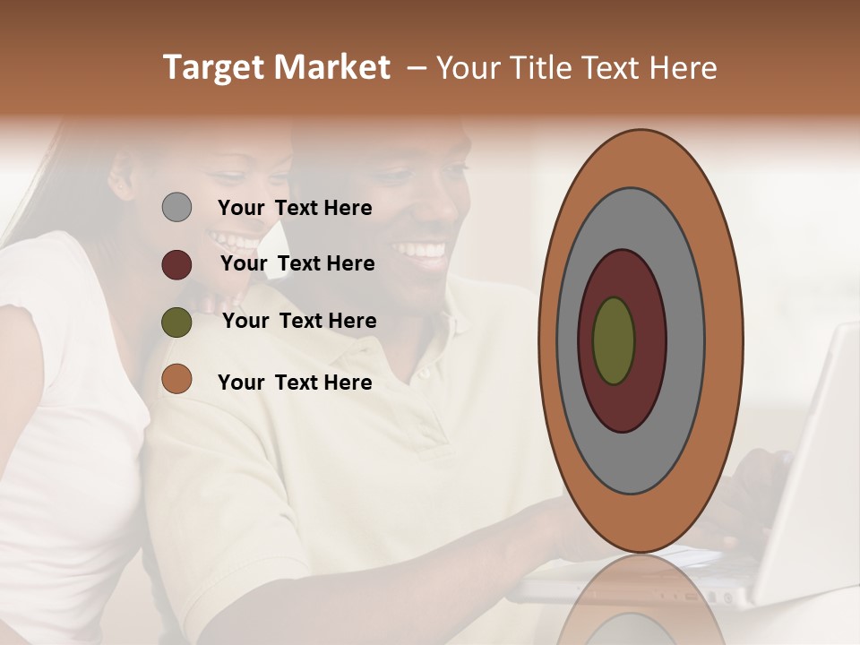 Couple In Living Room Using Laptop And Smiling PowerPoint Template