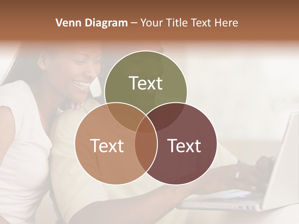 Couple In Living Room Using Laptop And Smiling PowerPoint Template