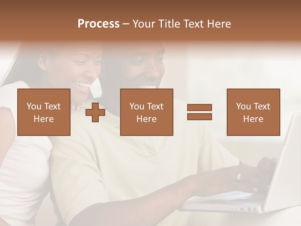 Couple In Living Room Using Laptop And Smiling PowerPoint Template