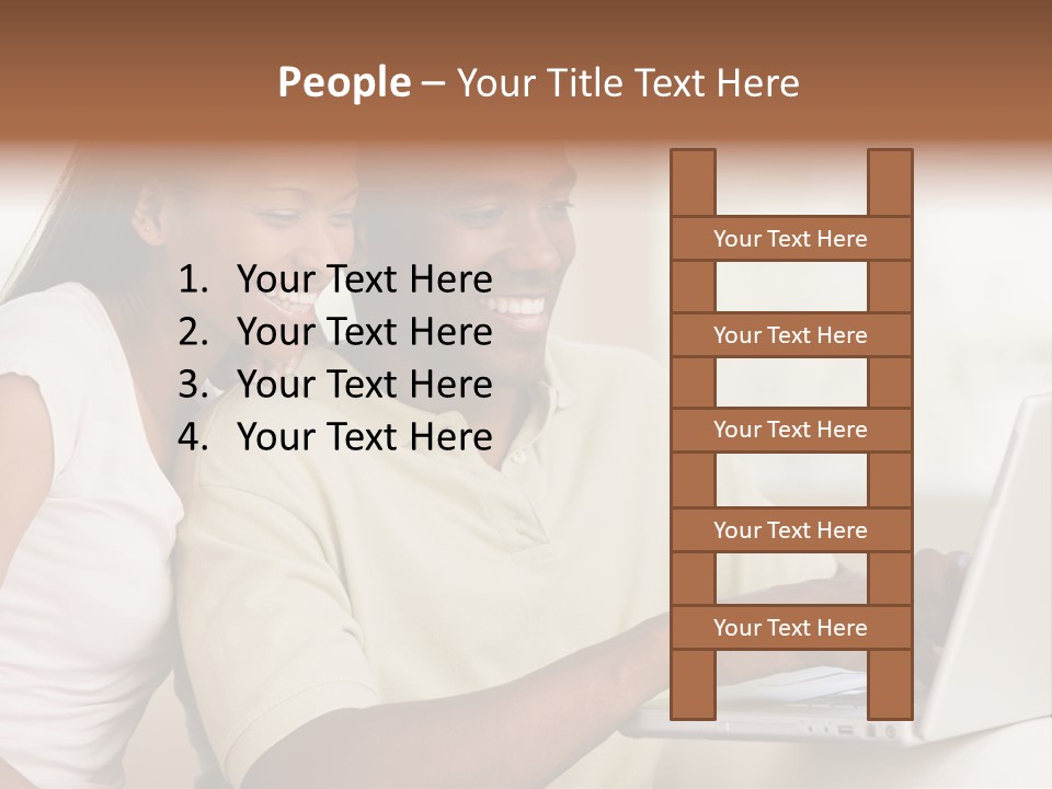 Couple In Living Room Using Laptop And Smiling PowerPoint Template