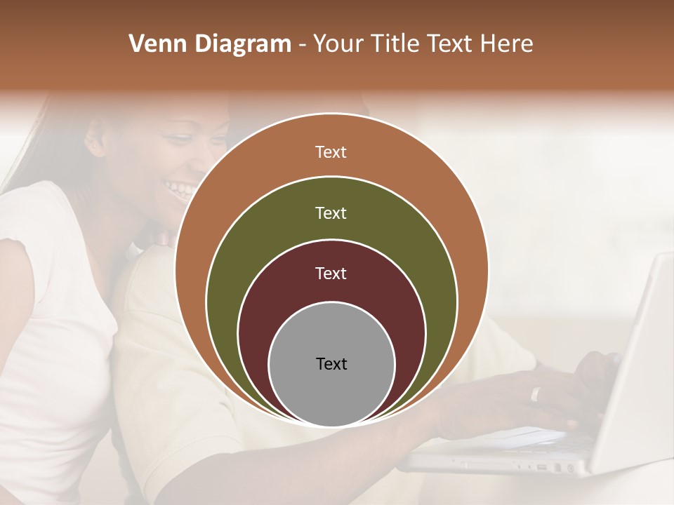 Couple In Living Room Using Laptop And Smiling PowerPoint Template