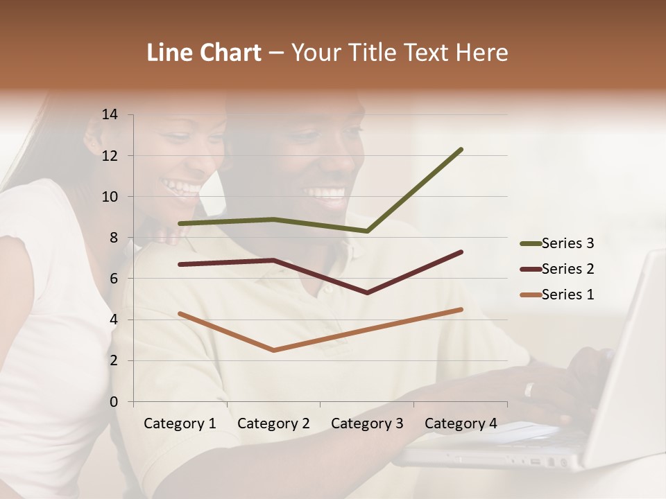 Couple In Living Room Using Laptop And Smiling PowerPoint Template