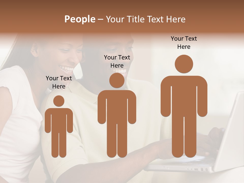 Couple In Living Room Using Laptop And Smiling PowerPoint Template