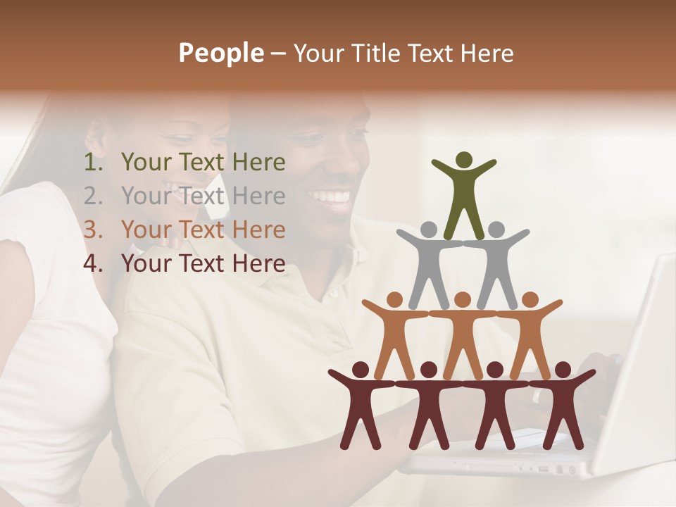 Couple In Living Room Using Laptop And Smiling PowerPoint Template