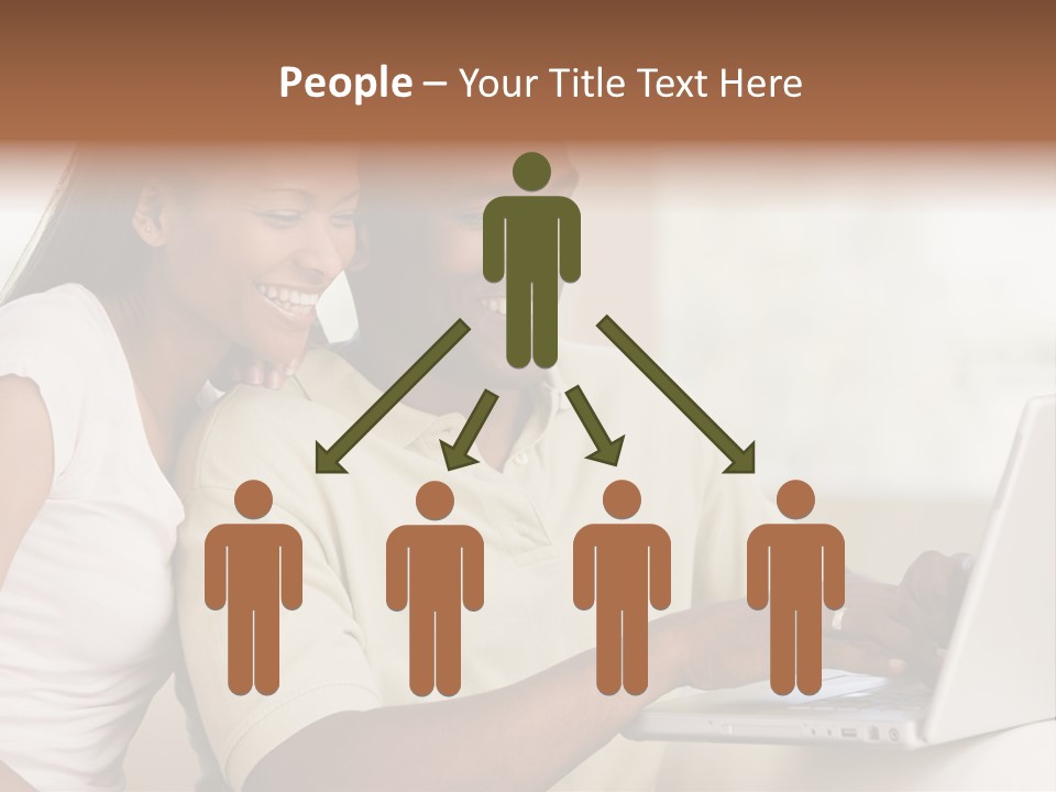 Couple In Living Room Using Laptop And Smiling PowerPoint Template