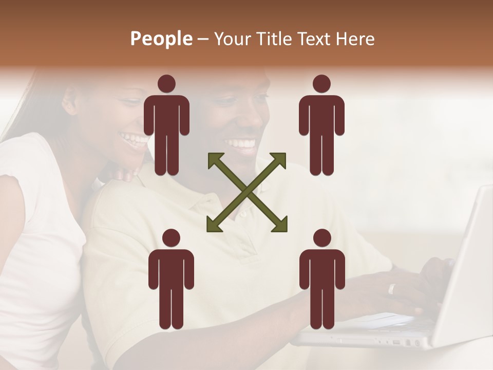 Couple In Living Room Using Laptop And Smiling PowerPoint Template