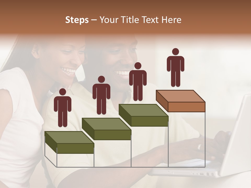 Couple In Living Room Using Laptop And Smiling PowerPoint Template