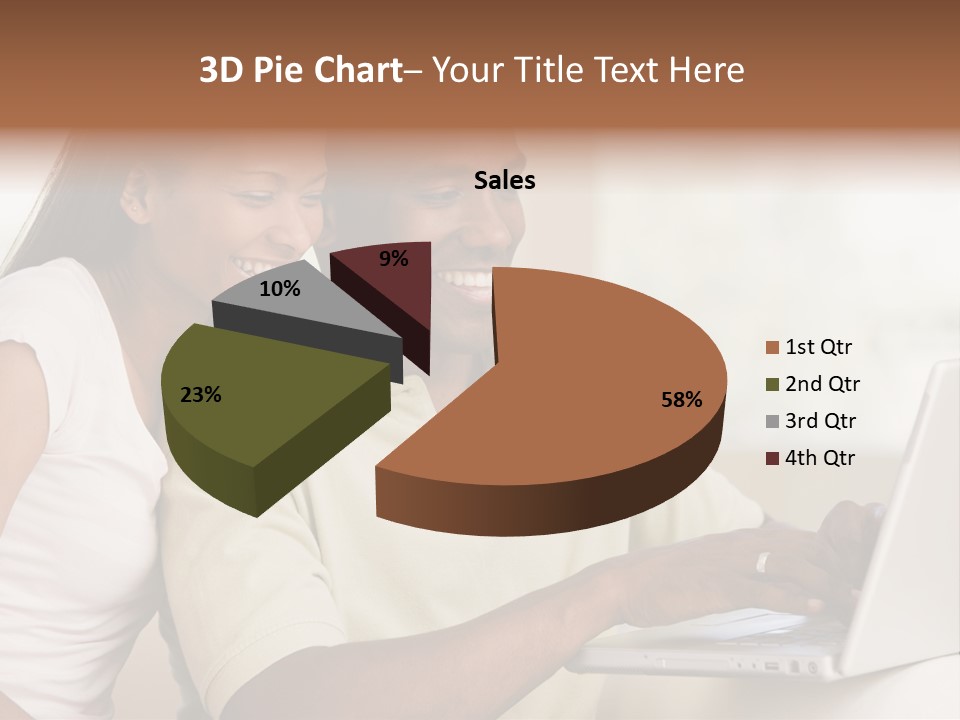 Couple In Living Room Using Laptop And Smiling PowerPoint Template